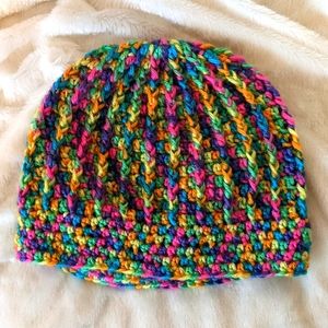 ✨ SOLD ✨Vibrant Rainbow Colors One of a Kind Handmade Knitted Beanie